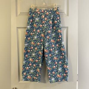 Koret City Blues Petites Cotton Women's 4 Blue Pink Green Floral Capri Pants